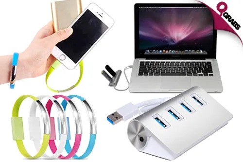 From QR45 Sync speedier and wear in style with a 4-Port USB 3.0 Hub PLUS a USB Cable Bracelet! (Up to QR248 Value)